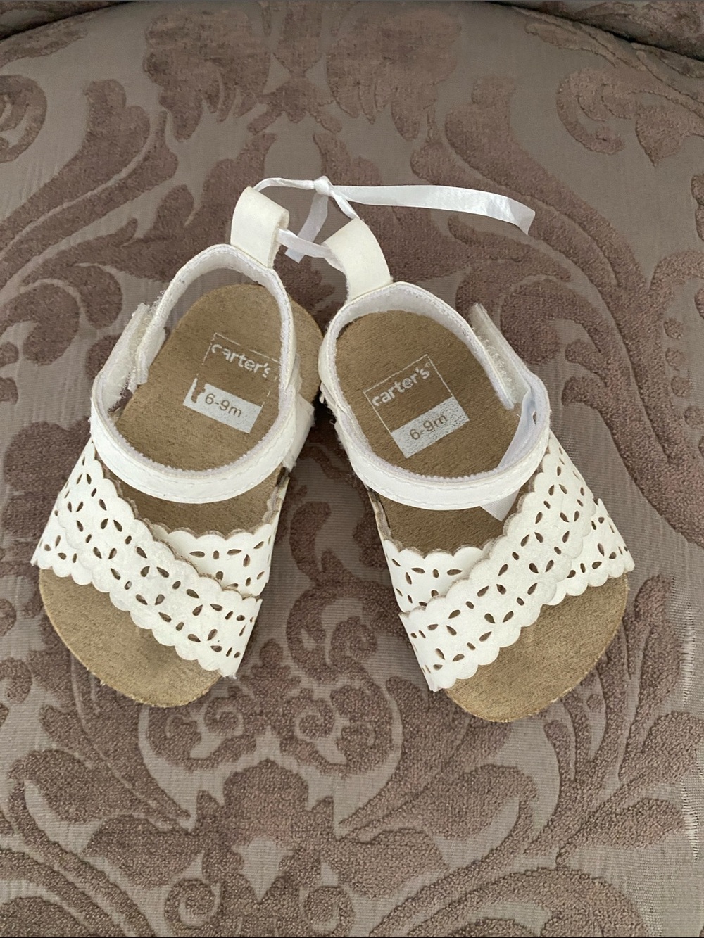 Carter's White Toddler Sandals with Scalloped Cutouts
